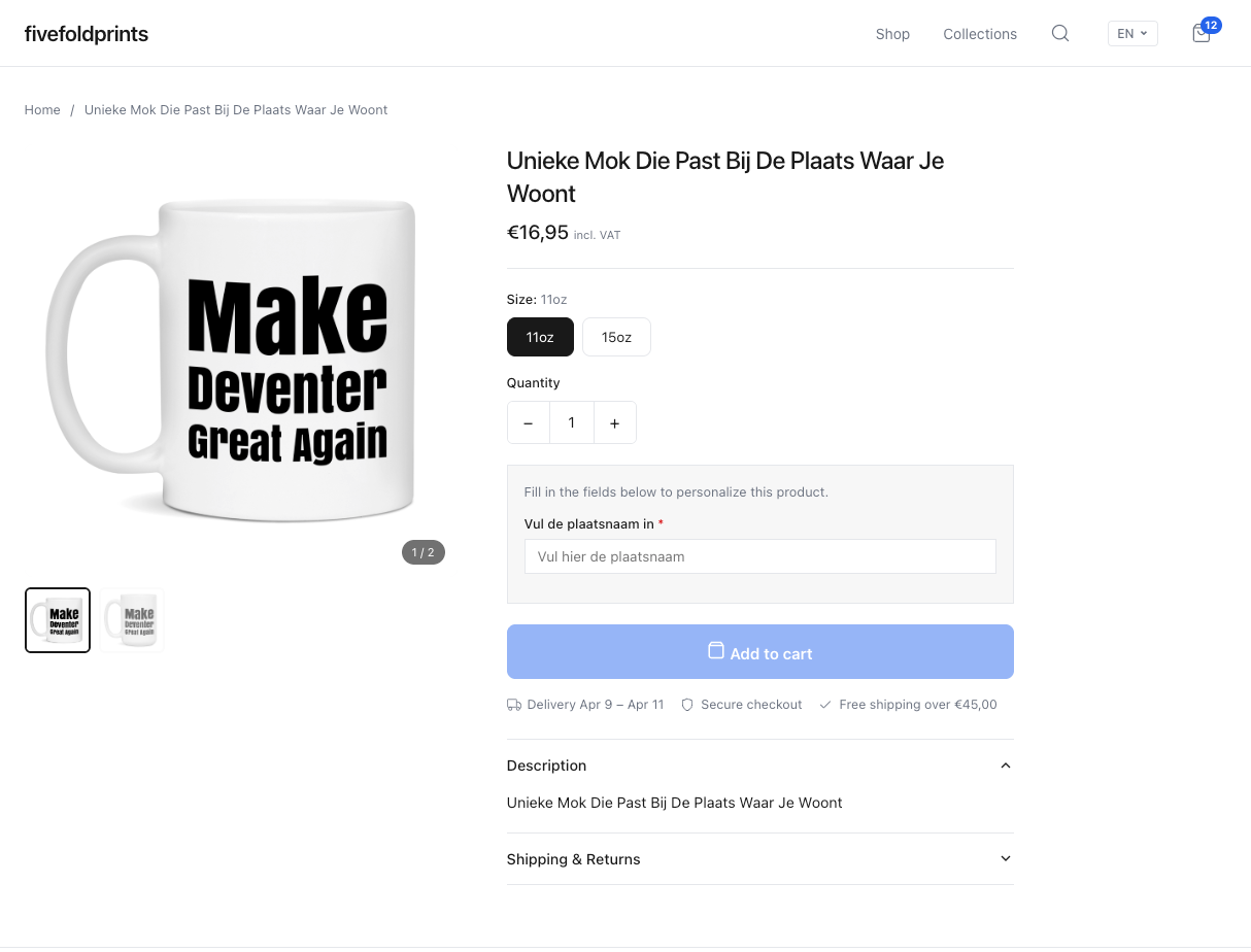 Customer personalizing a mug on a Merchlaunch store